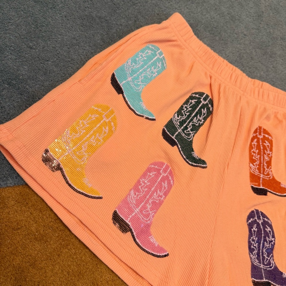 NWT Queen Of Sparkles / Waffle Cowboy Boot Shorts - Picture 3 of 7